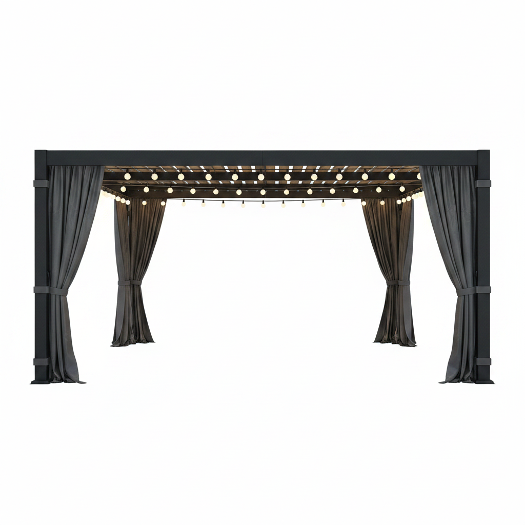 12' X 16' Louvered Pergola, Outdoor Pergola with Metal Adjustable Louvered Roof & Gutter System, Hardtop Patio Gazebo for Backyard, Patio, Garden, Dark Gray